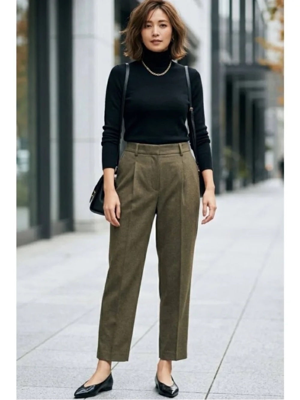 LOFT Pull On Taper Pants In Brushed Flannel Green